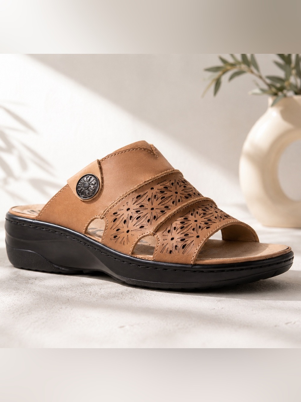 New Propet Gertie Leather Orthopedic Comfort Slide Sandals US 6